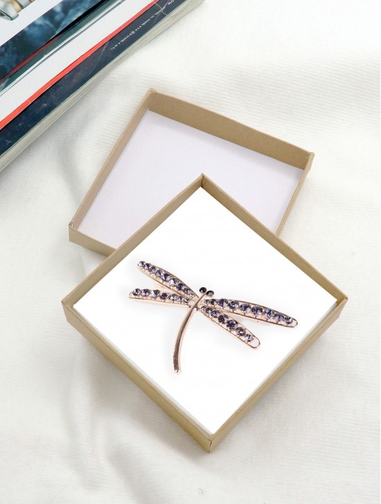 DRAGONFLY RHINESTONE BROOCH W/ GIFT BOX