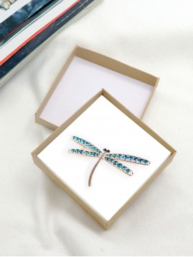 DRAGONFLY RHINESTONE BROOCH W/ GIFT BOX