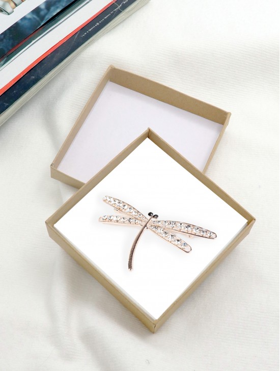 DRAGONFLY RHINESTONE BROOCH W/ GIFT BOX