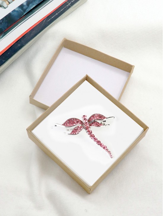 Rhinestone Dragonfly Brooch W/ Gift Box 