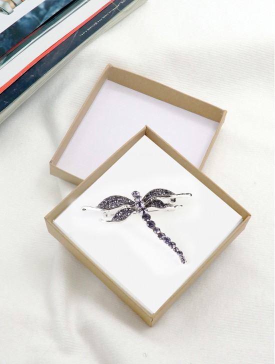 Rhinestone Dragonfly Brooch W/ Gift Box 