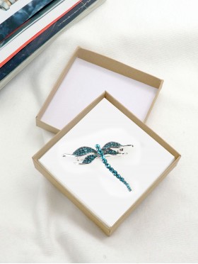 Rhinestone Dragonfly Brooch W/ Gift Box 