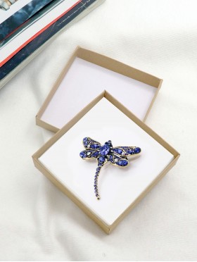 Multi Rhinestone Dragonfly Brooch W/ Gift Box