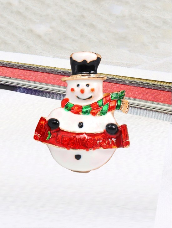 Snowman Design Brooch