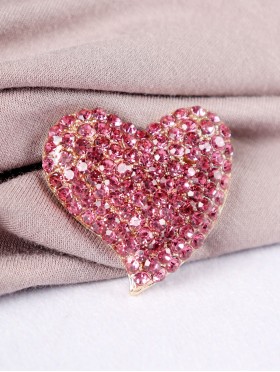 Heart Shaped Rhinestone Brooch