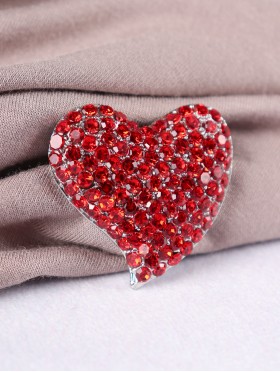 Heart Shaped Rhinestone Brooch W/ Gift Box