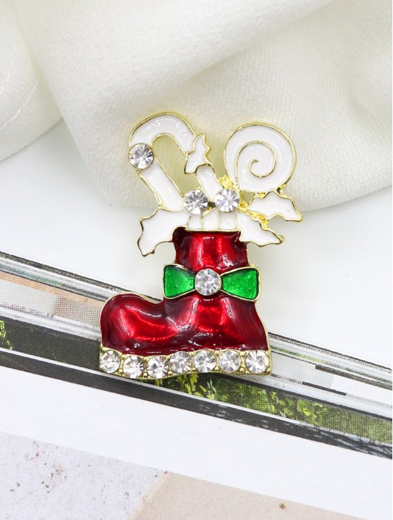 Rhinestone Boot Design Brooch