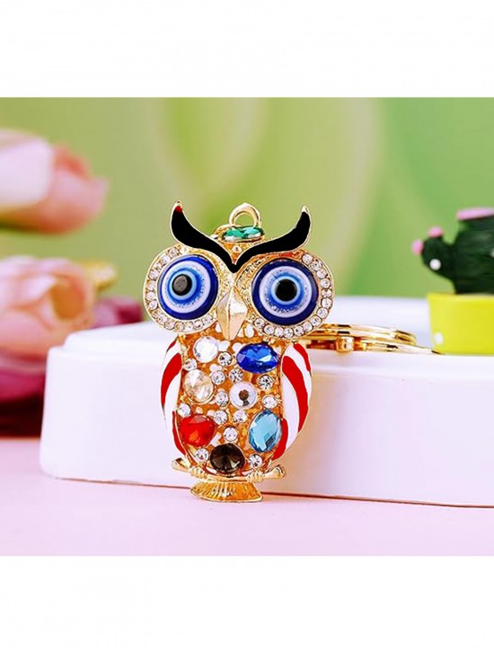 Rhineston Owl Keychain