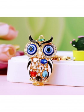 Rhineston Owl Keychain