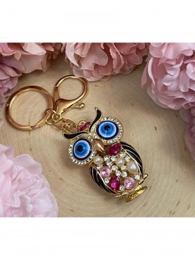 Rhineston Owl Keychain