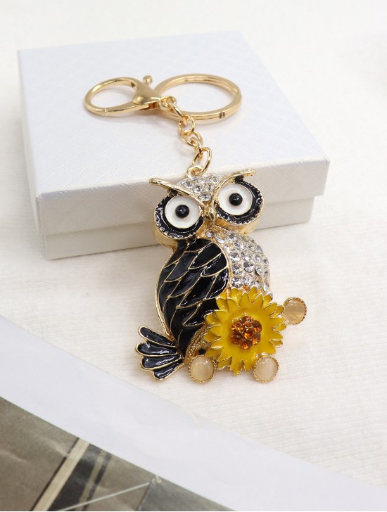 Rhineston Owl Keychain