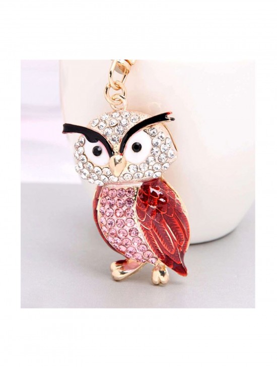 Rhineston Owl Keychain