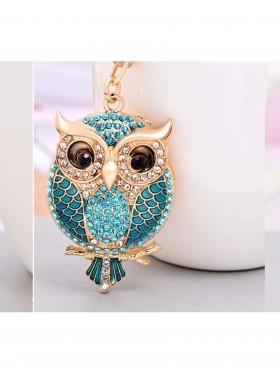 Rhineston Owl Keychain