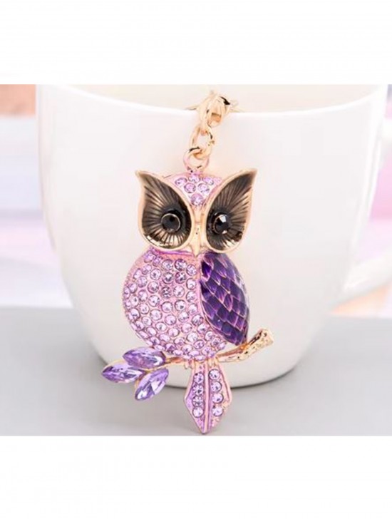 Rhineston Owl Keychain