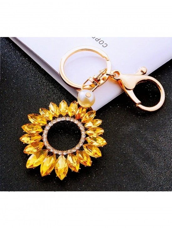 Rhineston Sunflower Keychain