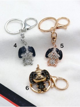 Rhinestone Dog Design Keychain 