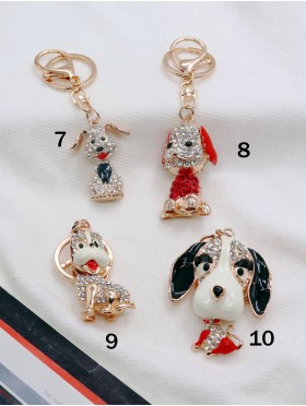 Rhinestone Dog Design Keychain 