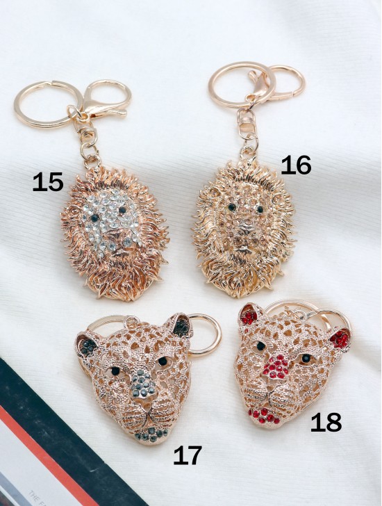 Rhinestone Big Cat Design Keychain 