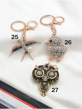 Rhinestone Bird Design Keychain 