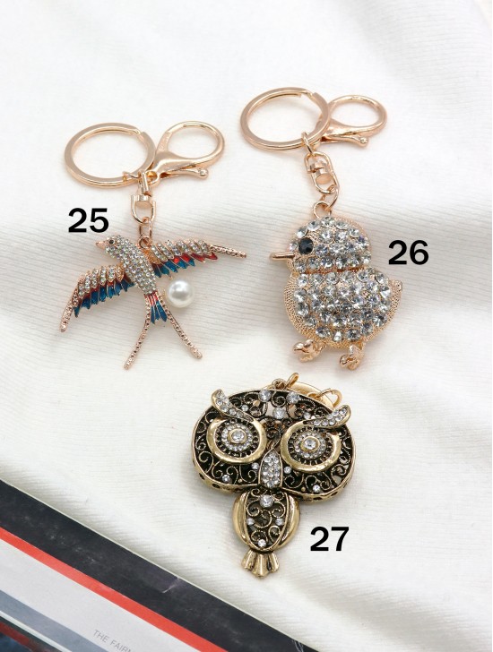 Rhinestone Bird Design Keychain 