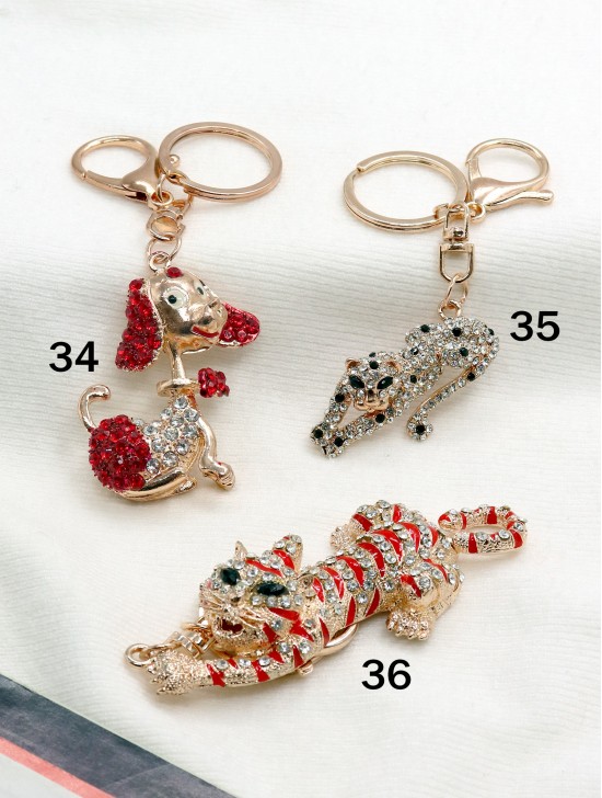 Rhinestone Animal Design Keychain 