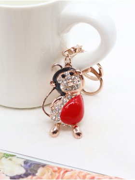 Rhinestone Monkey Design Keychain 