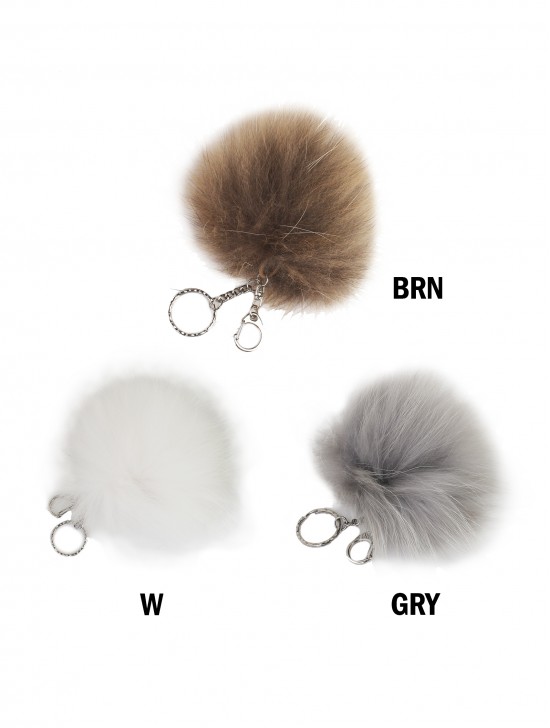 Silver Keychain W/ Fur Ball