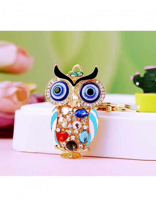 Rhineston Owl Keychain