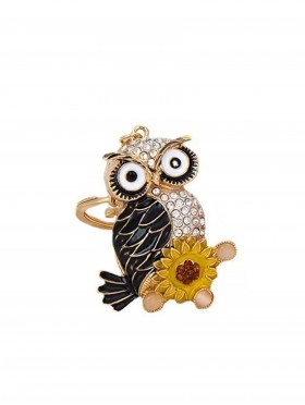 Rhineston Owl Keychain