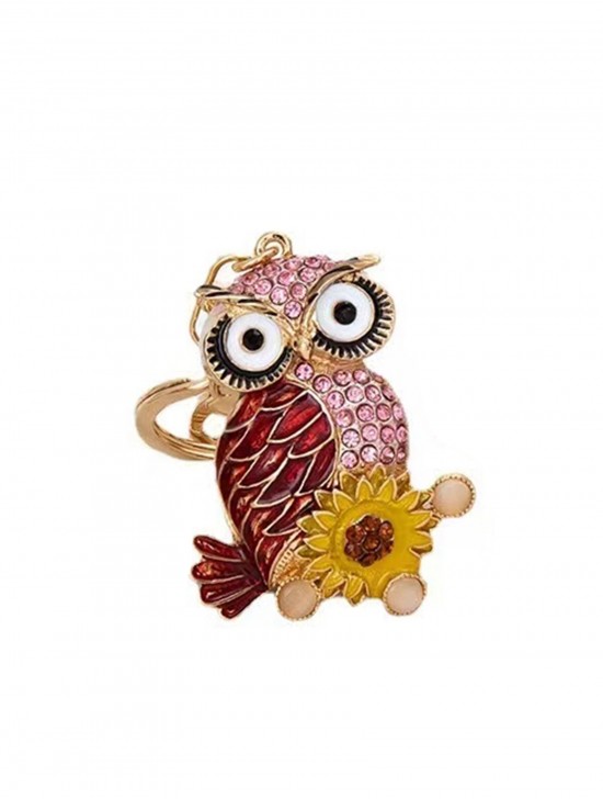 Rhineston Owl Keychain