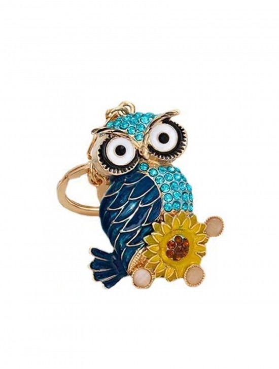 Rhineston Owl Keychain