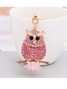 Rhineston Owl Keychain