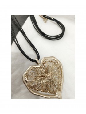 Rope Necklace W/ Heart Pendant 