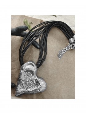 Rope Necklace W/ Heart Pendant 