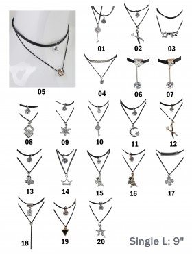 Double Choker and Necklace W/ Charm (6pcs)