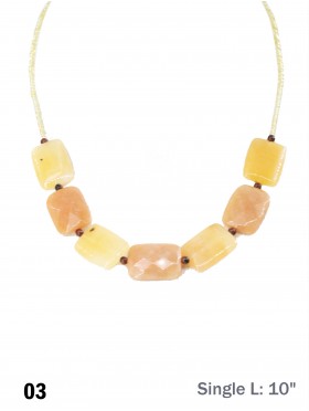 Yellow Stone Strand Beaded Necklace