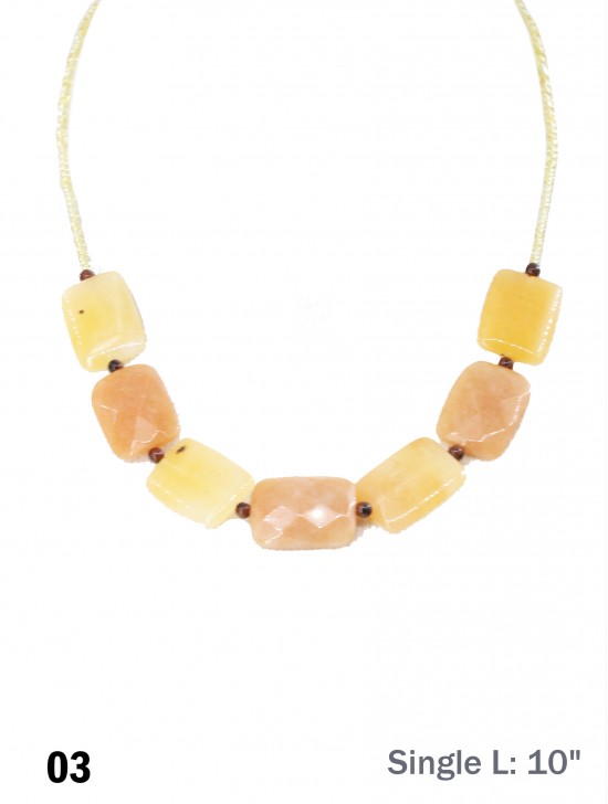 Yellow Stone Strand Beaded Necklace