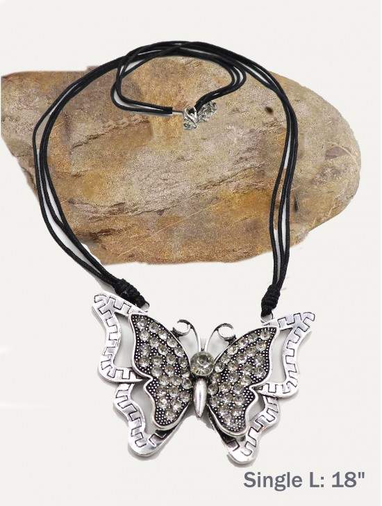 Rope Necklace W/ Butterfly Pendant