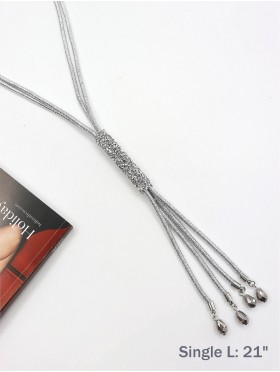 Rhinestone Tassels Rope Necklace