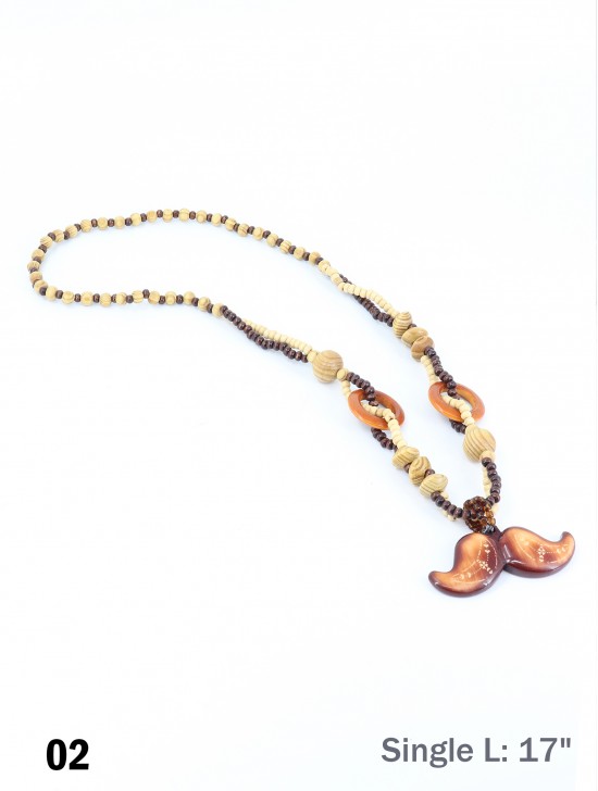 Wood Beads Necklace W/ Fashion Pendant