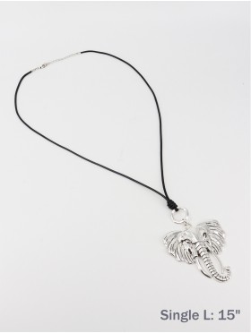 Rope Necklace W/ Elephant Pendant