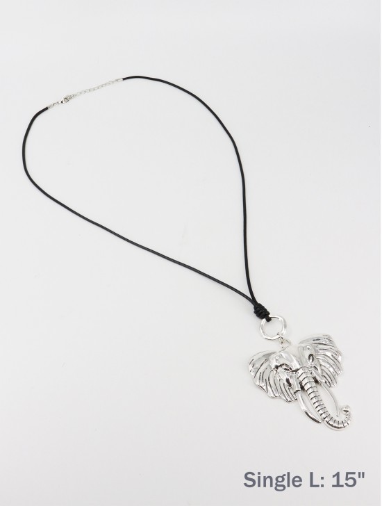 Rope Necklace W/ Elephant Pendant