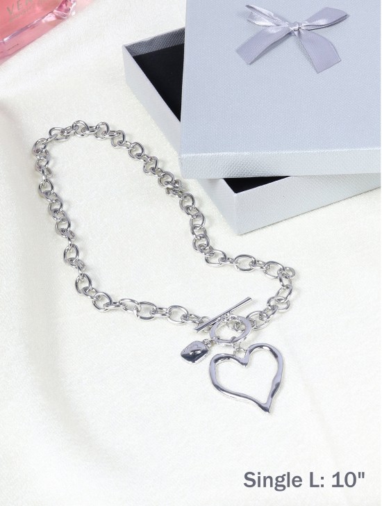 Heart Iron Chain Necklace with gift box