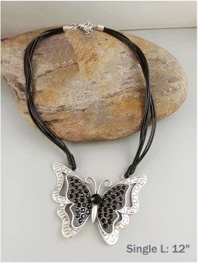 Rope Necklace W/ Butterfly Pendant