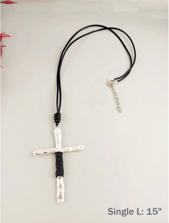 Rope Necklace W/ Cross Pendant