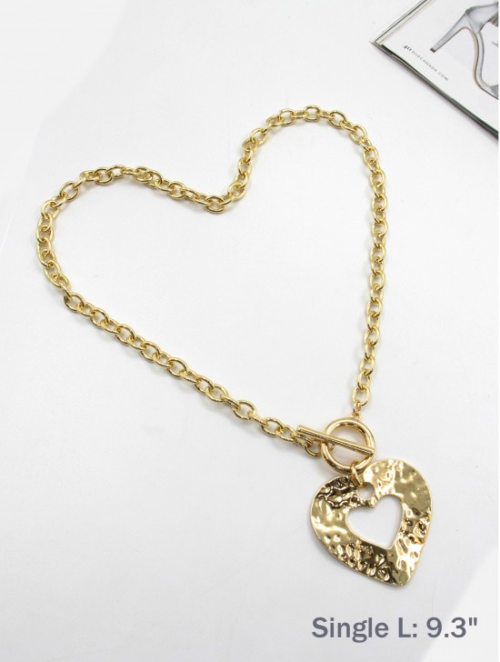 Heart Pendant Link Necklace 