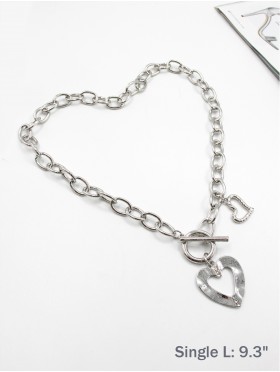 Double Heart Pendant Link Necklace 