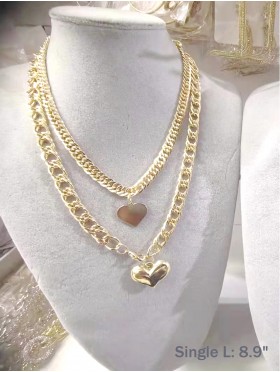 Heart Pendant Link Necklace 