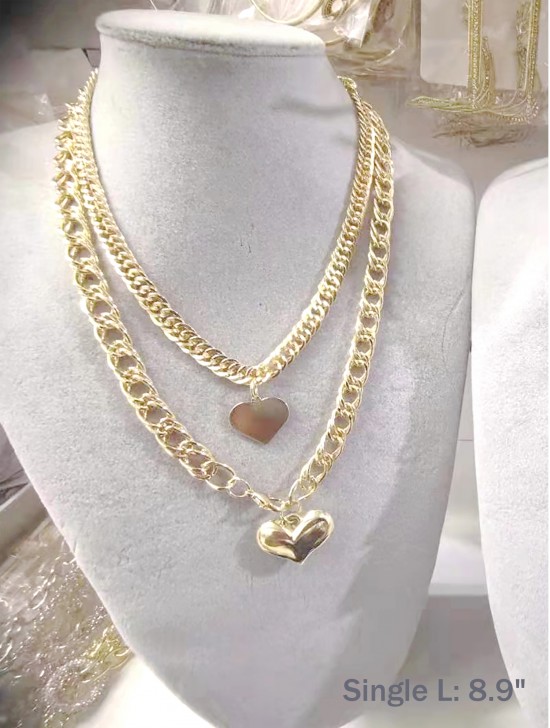 Heart Pendant Link Necklace 