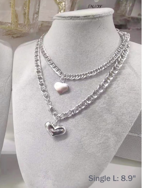 Heart Pendant Link Necklace 